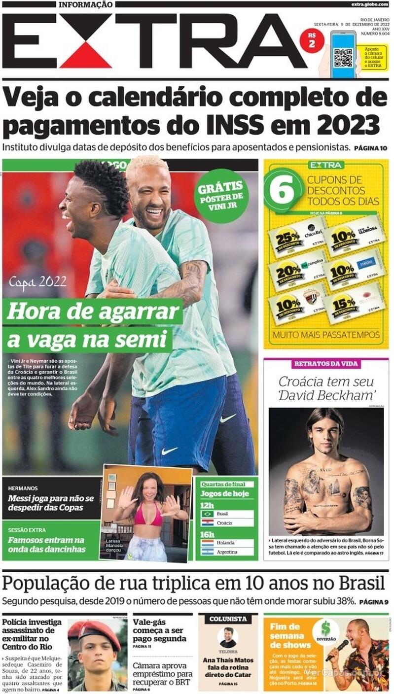 Capa do jornal Extra 09/12/2022