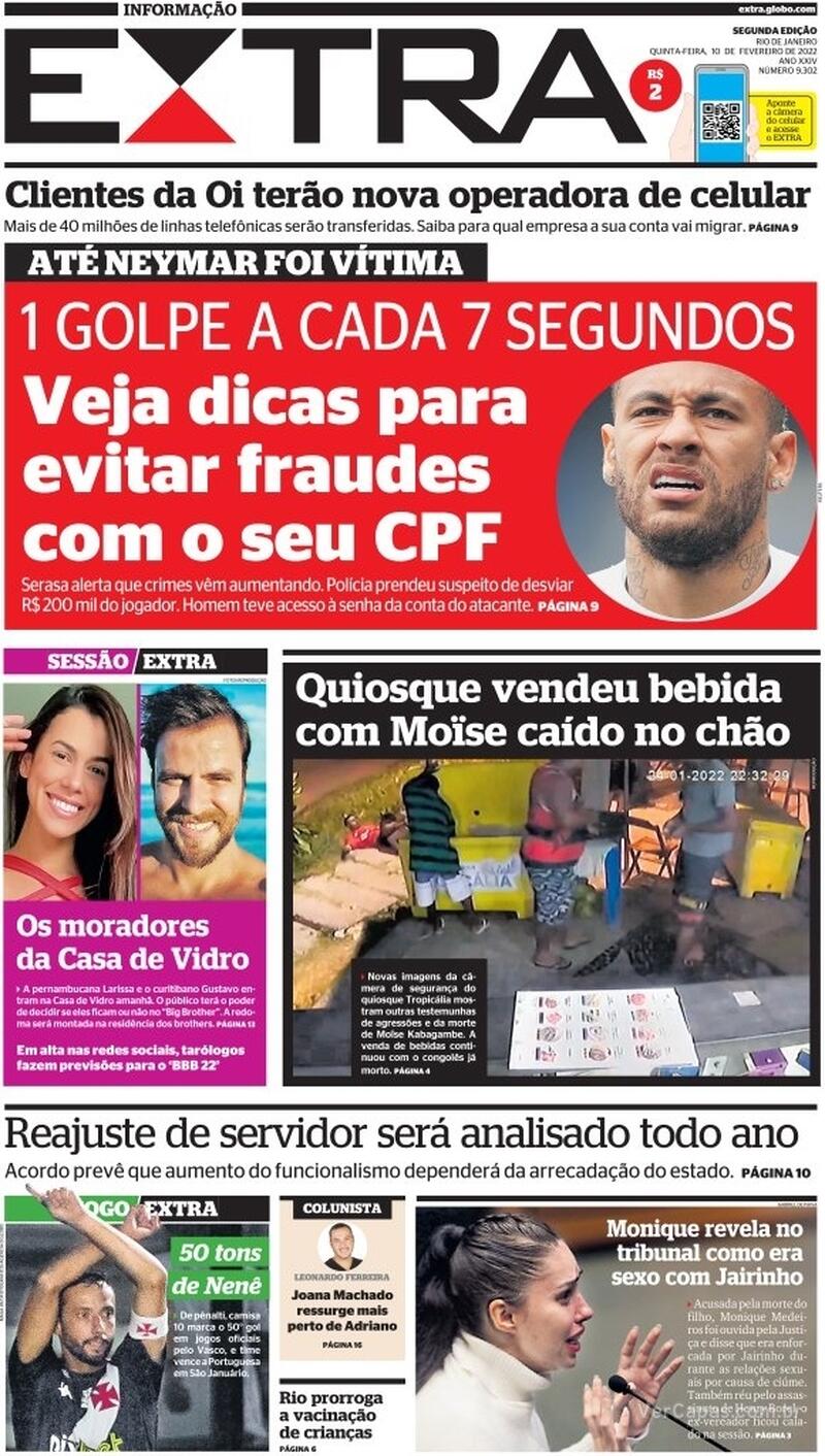 Capa Extra Sexta 14 De Janeiro De 2022