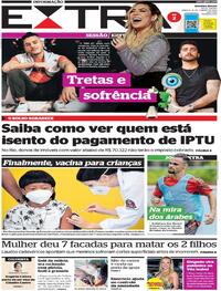 Capa do jornal Extra 15/01/2022