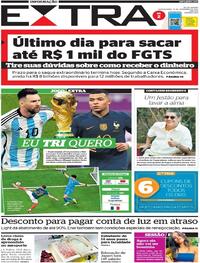 Capa do jornal Extra 15/12/2022