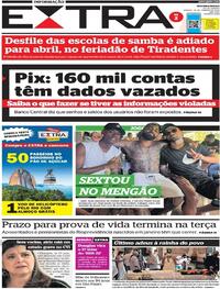 Capa do jornal Extra 22/01/2022