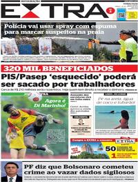Capa do jornal Extra 29/01/2022