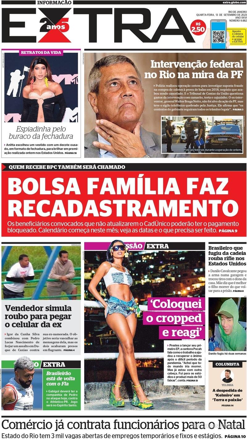 Capa do Jornal Extra de hoje - 11/09/2021 : r/brasil