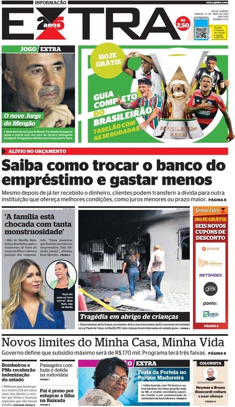 Capa Extra Sexta 14 De Abril De 2023