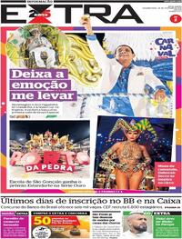 Capa do jornal Extra 20/02/2023