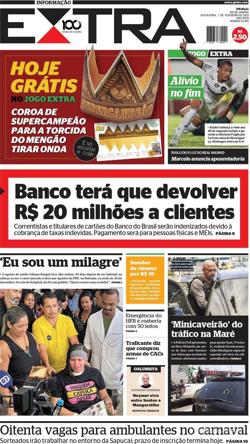 Capa do jornal Extra 07/02/2025