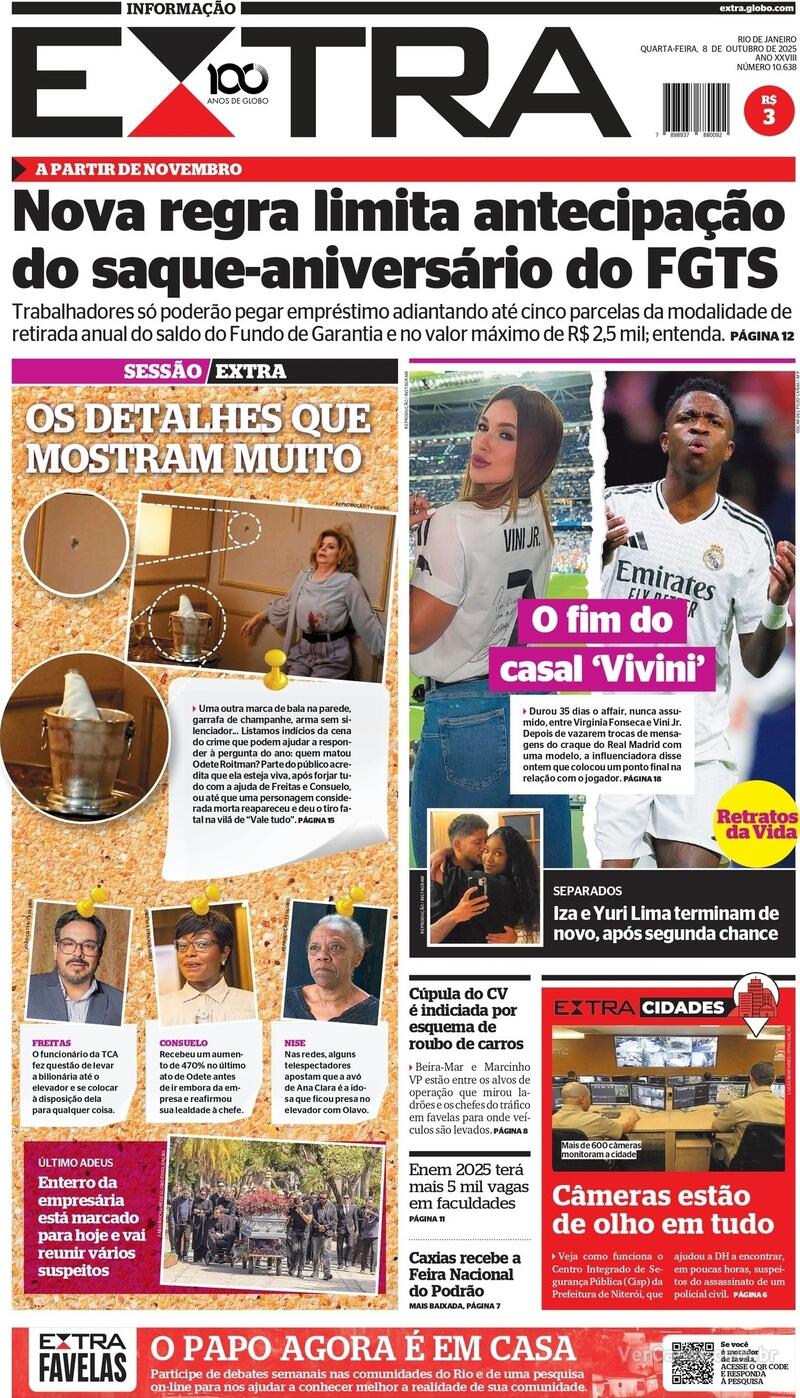 Capa Extra Edição Quarta 8 De Outubro De 2025