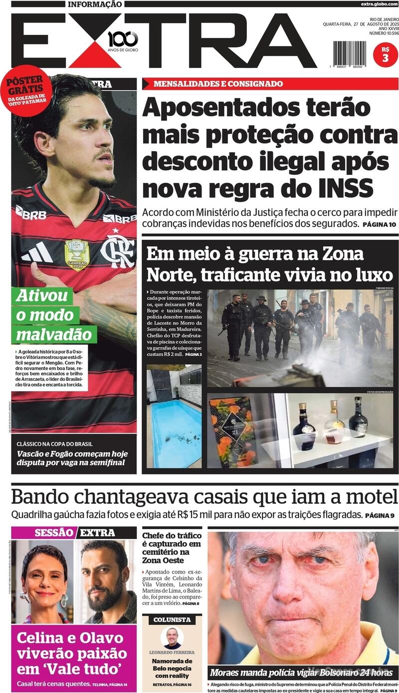 Capa do jornal Extra 27/08/2025