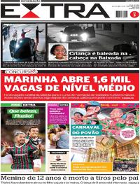 Capa do jornal Extra 13/02/2026