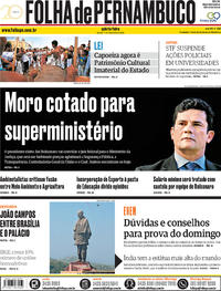 Capa do jornal Folha de Pernambuco 01/11/2018
