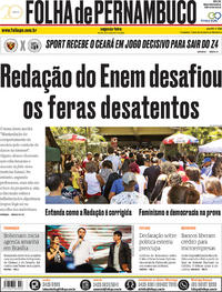Capa do jornal Folha de Pernambuco 05/11/2018