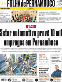 Capa do jornal Folha de Pernambuco 09/11/2018