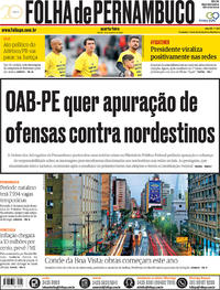 Capa do jornal Folha de Pernambuco 10/10/2018