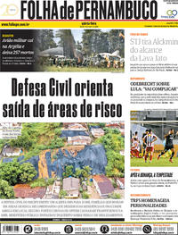Capa do jornal Folha de Pernambuco 12/04/2018