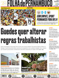 Capa do jornal Folha de Pernambuco 12/11/2018