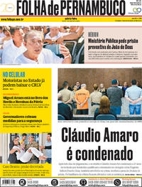 Capa do jornal Folha de Pernambuco 13/12/2018