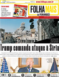 Capa do jornal Folha de Pernambuco 14/04/2018