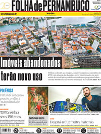 Capa do jornal Folha de Pernambuco 14/08/2018