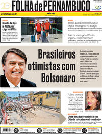 Capa do jornal Folha de Pernambuco 14/12/2018
