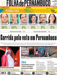 Capa do jornal Folha de Pernambuco 15/08/2018