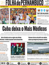 Capa do jornal Folha de Pernambuco 15/11/2018