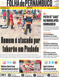 Capa do jornal Folha de Pernambuco 16/04/2018