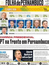 Capa do jornal Folha de Pernambuco 16/08/2018