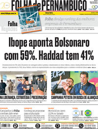Capa do jornal Folha de Pernambuco 16/10/2018