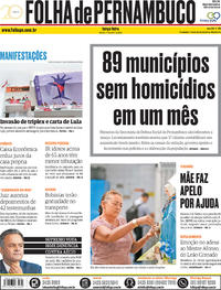Capa do jornal Folha de Pernambuco 17/04/2018