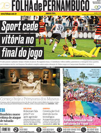 Capa do jornal Folha de Pernambuco 17/09/2018