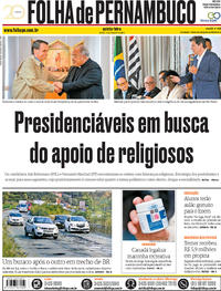 Capa do jornal Folha de Pernambuco 18/10/2018