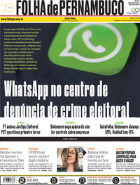 Capa do jornal Folha de Pernambuco 19/10/2018