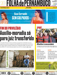 Capa do jornal Folha de Pernambuco 19/12/2018