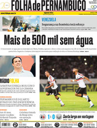 Capa do jornal Folha de Pernambuco 20/08/2018