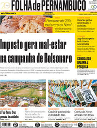 Capa do jornal Folha de Pernambuco 20/09/2018