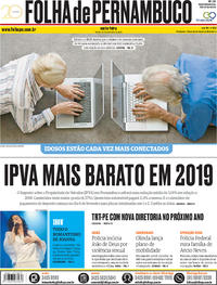Capa do jornal Folha de Pernambuco 21/12/2018