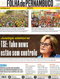 Capa do jornal Folha de Pernambuco 22/10/2018
