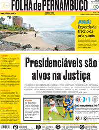 Capa do jornal Folha de Pernambuco 23/04/2018