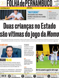Capa do jornal Folha de Pernambuco 23/08/2018