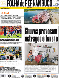 Capa do jornal Folha de Pernambuco 24/04/2018