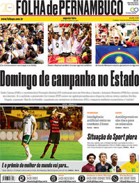 Capa do jornal Folha de Pernambuco 24/09/2018