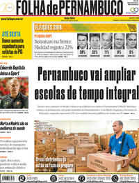Capa do jornal Folha de Pernambuco 25/09/2018