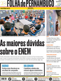 Capa do jornal Folha de Pernambuco 25/10/2018