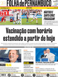 Capa do jornal Folha de Pernambuco 27/08/2018