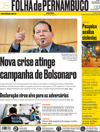 Capa do jornal Folha de Pernambuco 28/09/2018