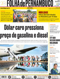 Capa do jornal Folha de Pernambuco 29/08/2018