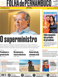 Capa do jornal Folha de Pernambuco 31/10/2018