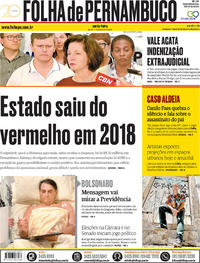 Capa do jornal Folha de Pernambuco 01/02/2019