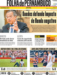 Capa do jornal Folha de Pernambuco 04/04/2019