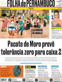 Capa do jornal Folha de Pernambuco 05/02/2019